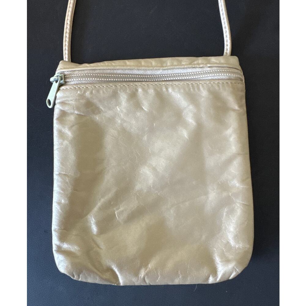 Vintage Made in USA Dangle Genuine Leather Gold Passport Crossbody Pouch Purse
